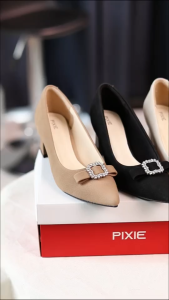 Giày Cao Gót 5cm Da Sáp Gót Vuông Phối Nơ Khóa H405