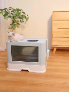 Dulepig ห้องน้ำแมวสไตล์โMode ห้องน้ำแมวกำจัดกลิ่น ห้องน้ำแมวใหญ่ กระบะทรายแมว สิทธิบัตรการออกแบบที่ปิดสนิท แยกกลิ่นไม่มีทรายรั่วปั