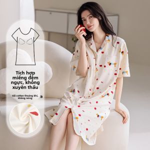 Bộ đồ ngủ nữ MiiOW vải cotton tay ngắn có đệm ngực dễ thương - mùa hè