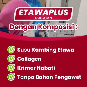 Etawaplus Collagen - Susu Kambing Etawa Dengan Collagen Rendah Gula Tinggi Kalsium Menjaga Kesehatan & Kepadatan Tulang Cegah Osteoporosis Gangguan Pernafasan Asma Batuk Isi 200gr