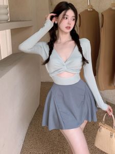 Womens One-Piece Swimsuit Summer High-End Feeling Adult Dress Style Internet Celebrity Fat Girl Meat Covering Conservative Water Park