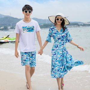 Phong Cách Bohemia Giữa Eo Bánh Váy Đi Biển Mùa Hè Đầm Dành Cho Các Cặp Đôi Size Lớn Plus Size Áo Chui Đầu Nữ Tay Ngắn