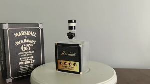 Marshall x Jack Daniels 65th Anniversary Themed Speaker-Shaped Empty Bottle Whiskey Glass Transparent Wine Bottle Decorative Liquid Container Decanter Glassware 300ml for Soda Whisky Wine