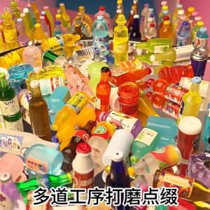 เรซิ่นขวดเครื่องดื่มขนาดเล็ก 3D คละแบบ 10ชิ้น อุปกรณ์ตกแต่ง งาน DIY แต่งเคสโทรศัพท์ งานฝีมืออื่นๆ พร้อมส่งจากไทย