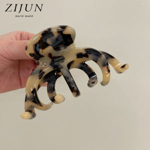 Thickened Acetate Hair Claw Womens Luxury Feeling Back of Head Hair Clip Fashionable Leopard Shark Fin Claw Classic Large Size