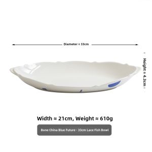 Original San Space Bone China Ceramic Oval Ruffle Dish Deep Soup Plate Individual Bone China Dinnerware Set Adult Pure Color
