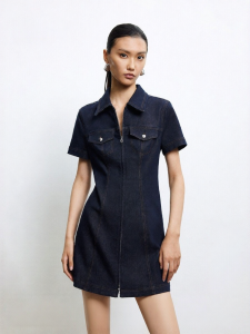 ONLY | Fashion Vintage Washed Dual Zip Slimming Denim Dress