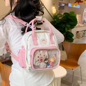 Korean Style Summer Transparent Backpack Lightweight Crossbody Multi-use Bag for Girls Youth Travel Casual Commuter Style