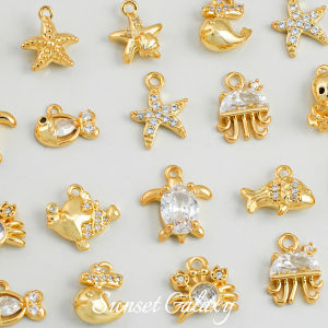 [Ocean] 18K Gold Animal Pendant Small Fish Seahorse Handmade DIY String Beads Materials Bracelet Necklace Earrings Accessories