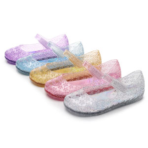 Summer Kid Colorful Jelly Princess Sandals Children Soft-Soled Closed-Toe Beach Shoe Breathable Hollow Water Sandals Girl Casual