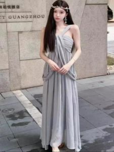 Elegant Off-Shoulder Midi Dress Gathered Neckline Strapless Gown in Soft Polyester Fabric Perfect for Summer Vacations And Evenings