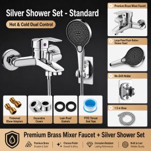 Heavy Duty Brass Shower Mixing Valve Wall Mounted Bathtub Faucet Hot Cold Water Mixer Tap Dual Outlet Modes 3-Way Valve