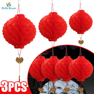 1/3Pcs New Year Red Paper Lanterns Chinese New Year Hanging Lantern Tassel Decoration Outdoor Pendant Spring Festival Party Supplies