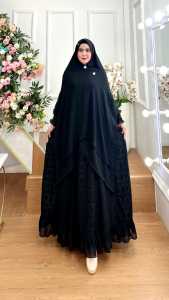 HANIFAH - Set Gamis Khaira Series Ceruti Armany Babydoll Kombinasi Brukat
