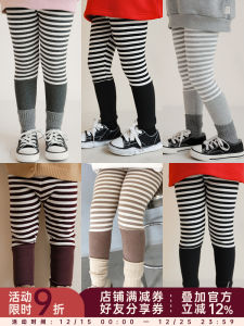 Spring Autumn Childrens Base Layer Pants Casual Stripe Baby All-Match Kids Bottoms Cotton Blend Fabric Comfortable Trousers