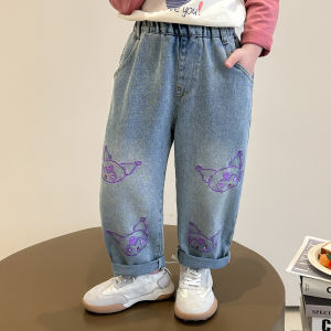 Cute Casual Straight Leg Denim Jeans for Girls Spring 2025 New Fashion Childrens Long Pants Versatile Stylish Kids Clothing