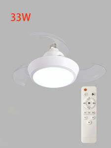 52CM Ceiling Fan Light Suitable For E27 Base Silent Retractable Blade With Remote Control Room Lighting Small Electric Fan