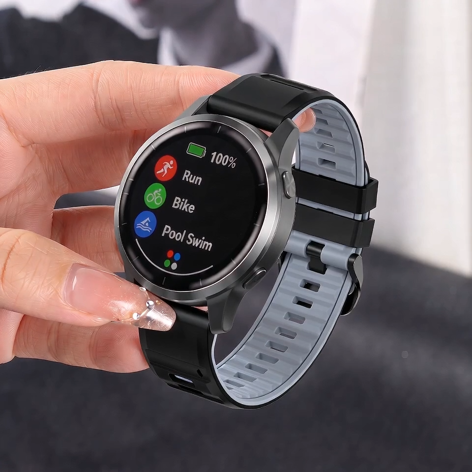 22mm Two-Color Silicone Strap for Garmin Forerunner 255 265 Music Vivoactive 4 Venu 3 Sport Replacement Band