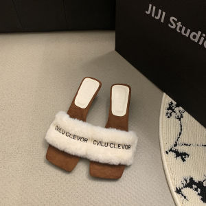 Warmth Feminine Style Furry Slippers Womens Gentle Style Increased Height Cotton Slippers Autumn Season Comfortable Slip-On Shoes