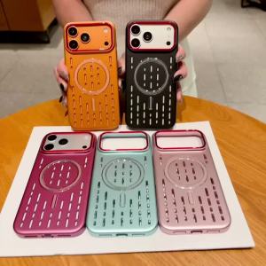 Luxury Hollow-Out Heat Dissipation Hard PC Magnetic Phone Case For iPhone Air 17 16 16E 15 14ProMax For Magsafe Shockproof Cover