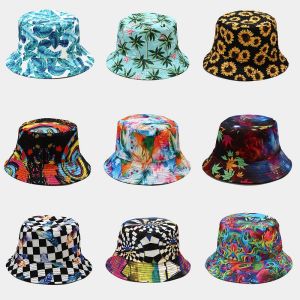 Fashion Plant Printing Pattern Fisherman Hat Spring and Summer Outdoor Sun Protection Fisherman Cap Unises Fishing Caps