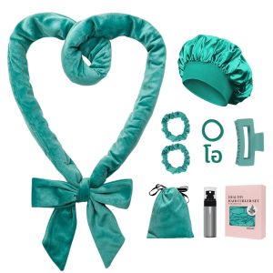 ที่คาดผมแบบไม่มีความร้อนข้ามคืน ลูกกลิ้งผมคลื่นนุ่ม 70 นิ้วสําหรับผมยาว ชุดของขวัญแท่งขด 9 ชิ้น - สีฟ้า - สีเขียว