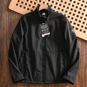 แจ็คเก็ตคาร์ดิแกนกันลมกันน้ำแบบมีฟองน้ำนุ่มสำหรับผู้ชายในฤดูใบไม้ร่วงและฤดูหนาว แจ็คเก็ตคาร์ดิแกนแบบสวมหัว แจ็คเก็ตคาร์ดิแกนคอตั้ง แจ็คเก็ตคาร์ดิแกนสำหรับใส่ลำลอง