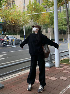 Salt Series Womens Sportswear Set Loose Fit Pure Cotton Sweatshirt Running Casual Two-Piece Suite Korean Style Student Fashion