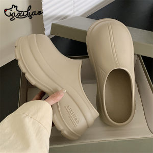 Korean Style Half Slippers Womens Summer Heightening Shoes Waterproof Casual Thick Bottom Big Head Shoes Lazy People Wear
