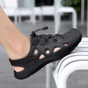 Mens Summer Anti-Slip Hollow out Sandals Waterproof Climbing Mountain Beach Walking Shoes Comfortable Breathable Slip-On Sandals