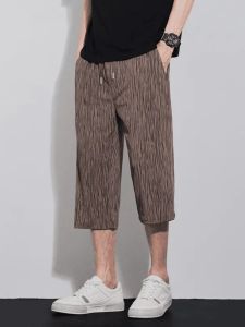 Quần Short Nam Mùa Hè Bằng Lụa Băng Mới Quần Dài Thẳng Rộng Rãi Quần Dài Năm Điểm Mỏng Nhanh Khô Thể Thao Lưng Cao Quần Dài Thường Ngày