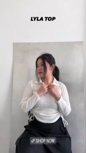 LYLA Top l Croptop Tali Serut l Rib Knit Premium l Polo Serut Wanita Tangan Panjang l Kamisol Wanita
