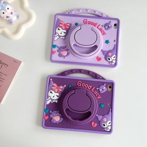 【Hot】Handheld Portable 360 Rotating Holder Kuromi Slot Silicone+PC Tablet Case  For Samsung Tab T290/T295(8.0")A7 Lite(8.7")T510/T515(10.1")A8(10.5")S6 Lite/A7(10.4") A9(8.7") A9+(11") Series