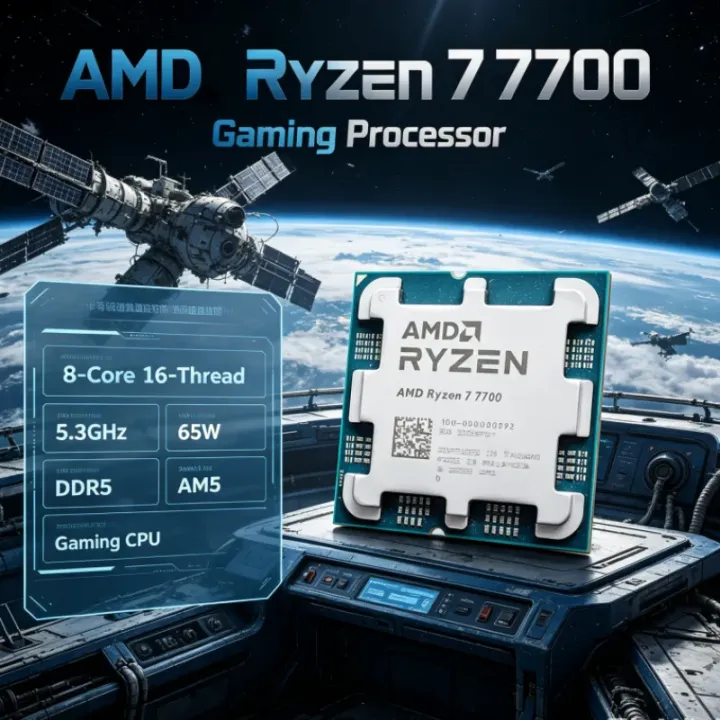 AMD | AMD R7 7700 Ryzen 7 Desktop CPU Processor 5.3GHz 8-Core 16-Thread 65W 5nm 32M L3 DDR5 Socket AM5 Without Cooler Type-C