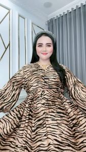 Inara Zebra Resleting - Pakaian wanita Dress Tali samping Kanan kiri Busui Frendly katun rayon