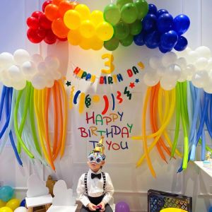 QIANHUAJIAN | Birthday Scene Decoration Dopamine Rainbow Balloons for Boys and Girls