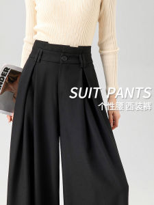 Black Tailored Pants High Waist Straight Leg Narrow Version Womens Spring 2025 New Loose Long Trousers Elegant Drapey