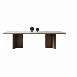 Luxury Italian Style Natural Marble Wood Dining Table