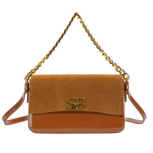 GIOIO Retro Chain Crossbody Small Square Bag Womens Fashionable Versatile Commuter Handbag Lock Buckle Style Synthetic Leather