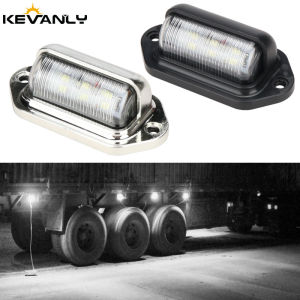 2PCS 6LED Car Truck side marker lights For SUV Truck Trailer Van Tag Step Lamp White Bulbs Car License Number Plate Light 12-24V
