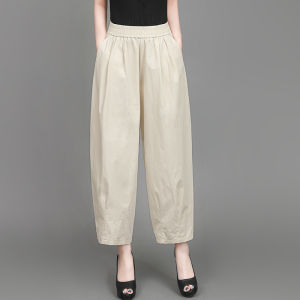 High Waist Loose plus Size Pants Thin Nine Points Womens Summer New Lantern Pants Casual Slim Balloon Pants Wide Leg Trousers