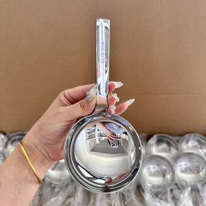 Boshang Home 304 Stainless Steel Korean Style Large Head Soup Spoon Short Handle Rice Serving Spoon Flour Serving Spoon