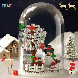 TEMI Christmas Mini Cute Cartoon Santa Claus Nano Building Blocks Childrens Toys Birthday Christmas Gift Decoration Model