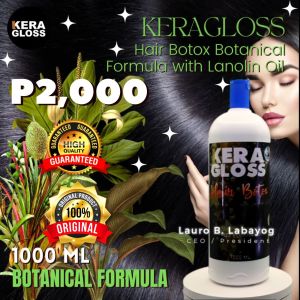 KERA GLOSS Hair Botox botanical formula frizz Eliminator  with Lanolin oil 1000ml(100%LEGIT)