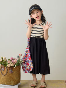 Summer New Arrival Striped A-Line Vest Dress Sleeveless Childrens Clothing for Girls Baby Casual Style Polyester And Viscose