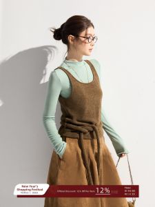 THROUS | Set Áo Thun Thu Đông Nữ - Áo Thun Cổ Cao Dày Dặn & Áo Yếm Thắt Dây