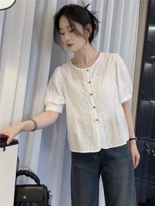 SHIMO | Summer Chinese Style Short Sleeve Blouse Thin Lightweight Small Size