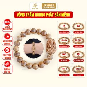Vòng tay phật bản mệnh trầm hương Sơn Mộc Hương đeo tay nam nữ tuổi tý sửu dần mão thìn tỵ ngọ mùi thân dậu tuất hợi phong thủy may mắn tài lộc
