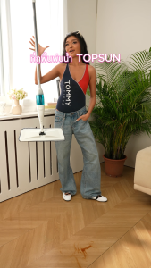 Modern ไม้ถูพื้น ไม้ม๊อบ ไม้ถูพื้นสเปรย์ Spray Mop ม๊อบดันฝุ่น ไม้ถูพื้นแบบสเปรย์ Flat Mop หมุนได้ 360 องศา