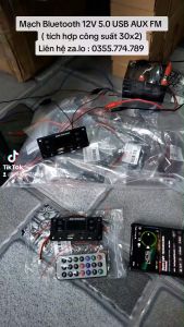 Mạch giải mã Bluetooth 5.0 USB AUX FM 12V V2 ( tích hợp công suất 30W x 2 )